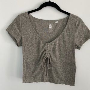 Pacsun Me to We Ribbed Runched Tie Keyhole Crop Top